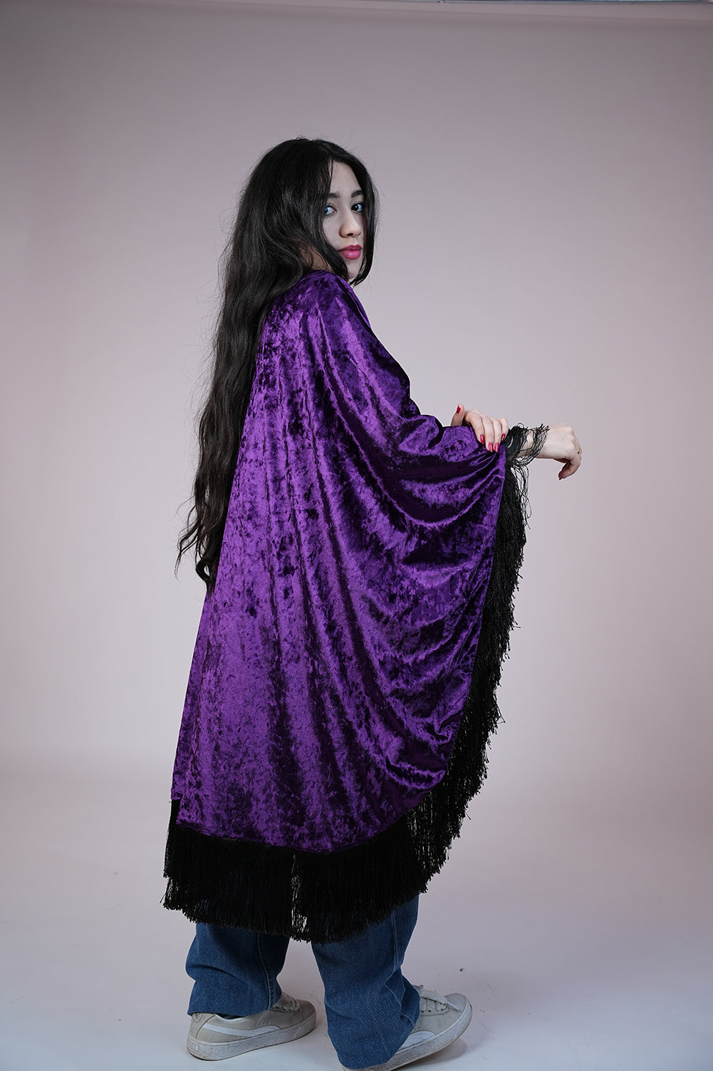 Velvet Fringe Statement Shawl