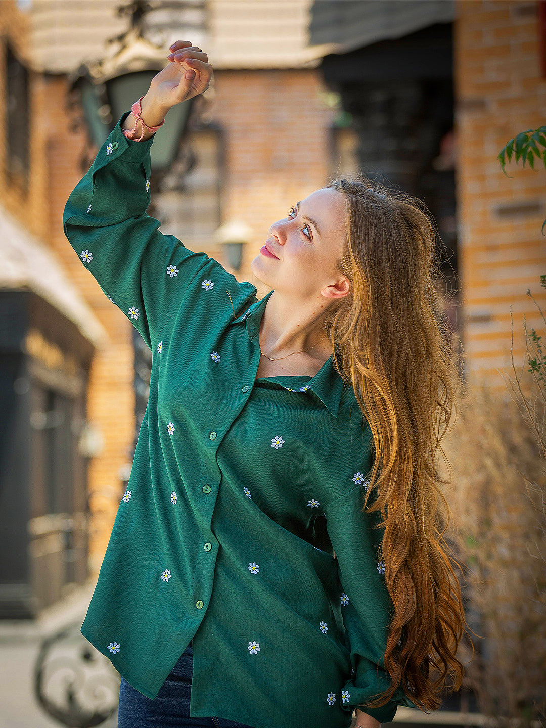 Tracto Green Daisy Shirt | Fresh & Nature-Inspired