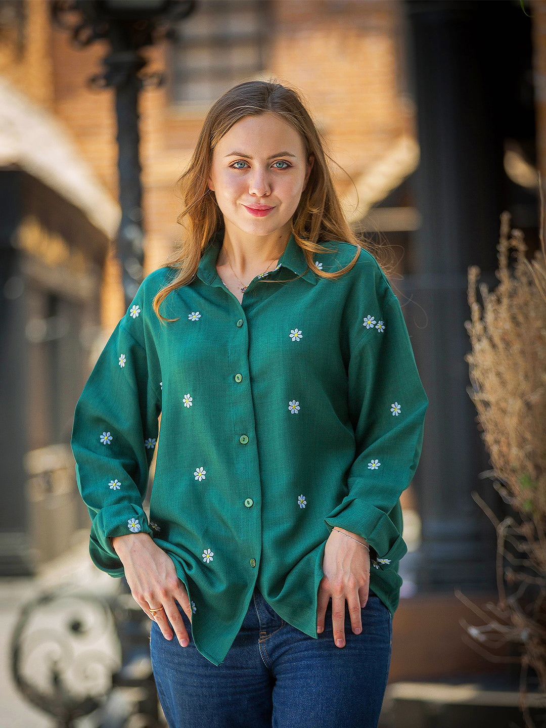 Tracto Green Daisy Shirt | Fresh & Nature-Inspired