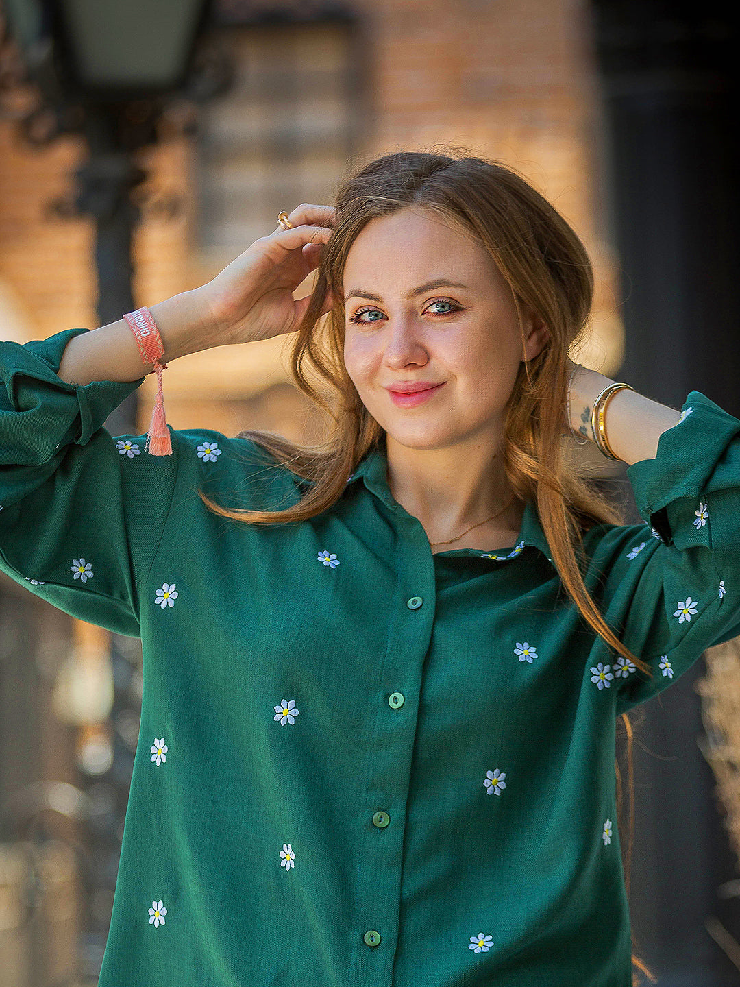 Tracto Green Daisy Shirt | Fresh & Nature-Inspired