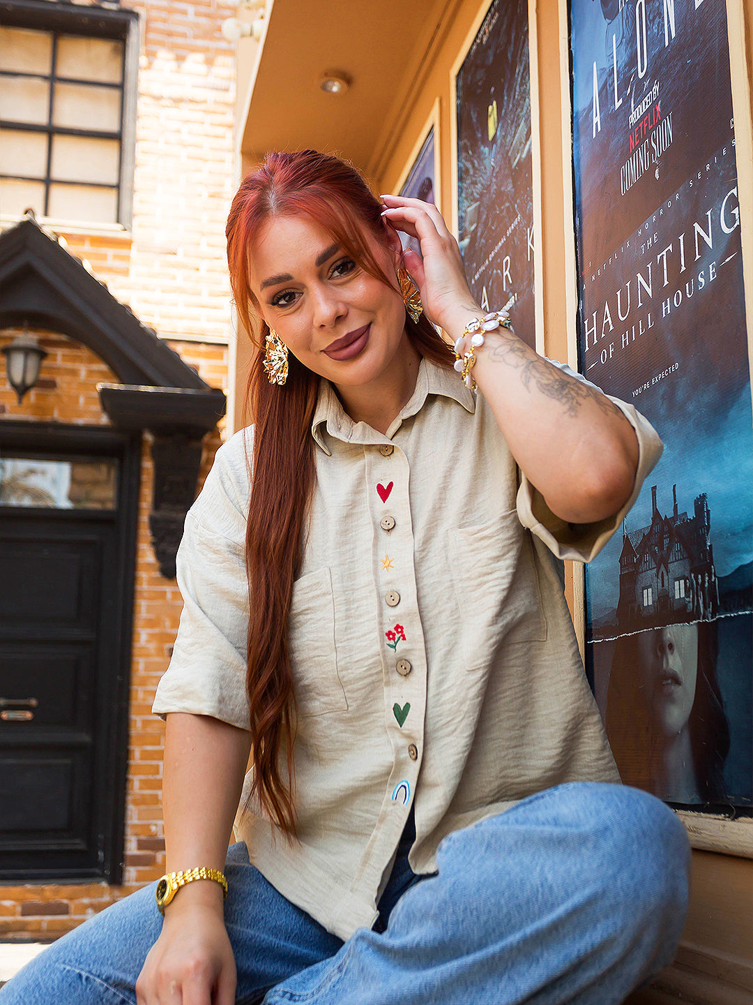 Tracto Beige Embroidered shirt
