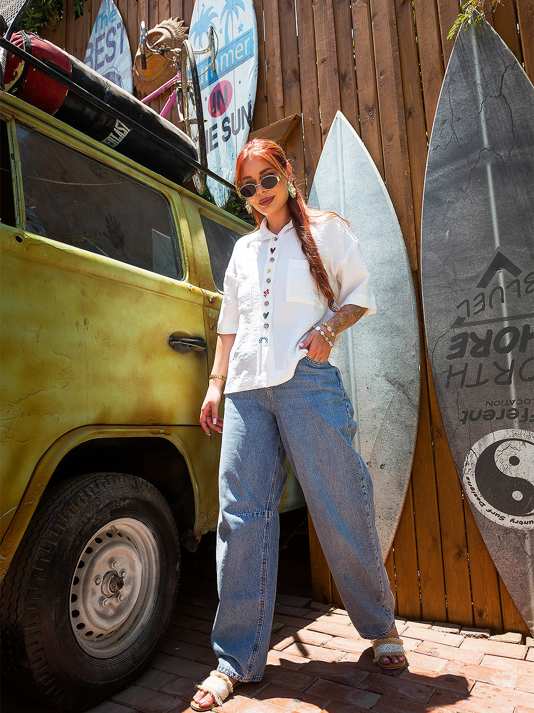Tracto Embroidered White Shirt