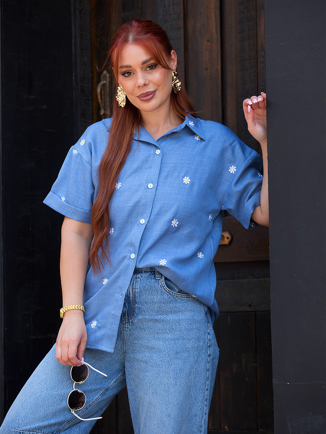 Tracto Blue Daisy Shirt | Fresh & Playful Style