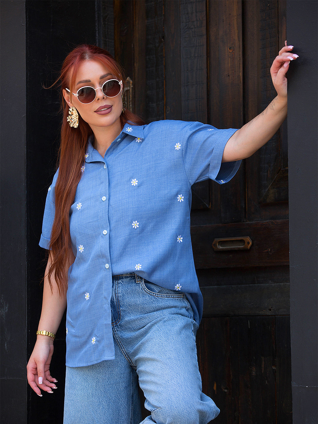 Tracto Blue Daisy Shirt | Fresh & Playful Style