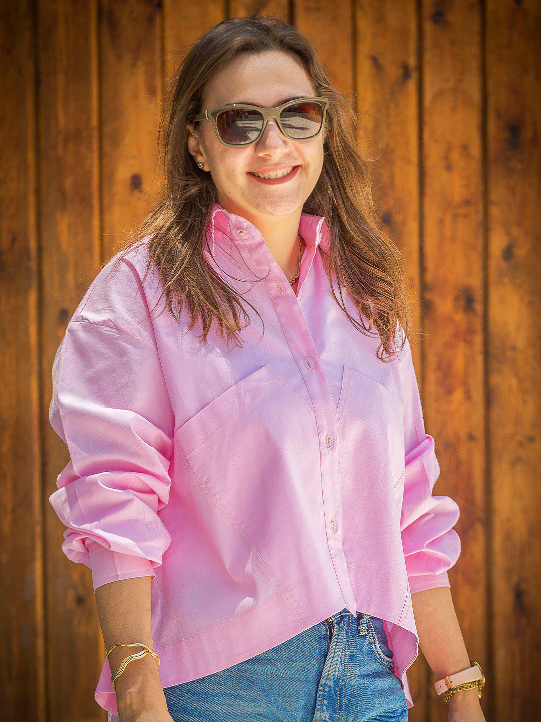 Tracto Pink Oversized Shirt | Chic & Versatile Style