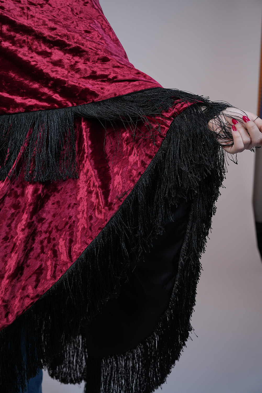 Velvet Fringe Statement Shawl