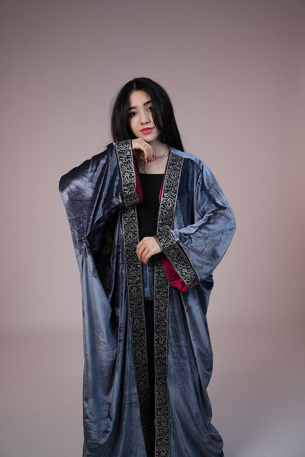 Royal Noir Embroidered Kaftan