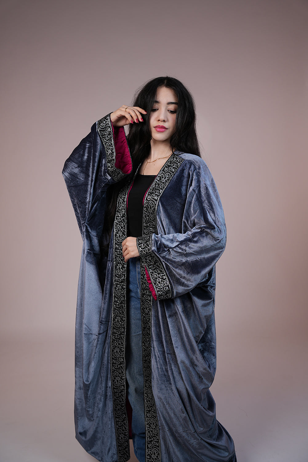 Royal Noir Embroidered Kaftan