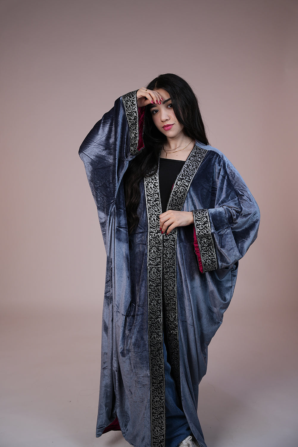 Royal Noir Embroidered Kaftan