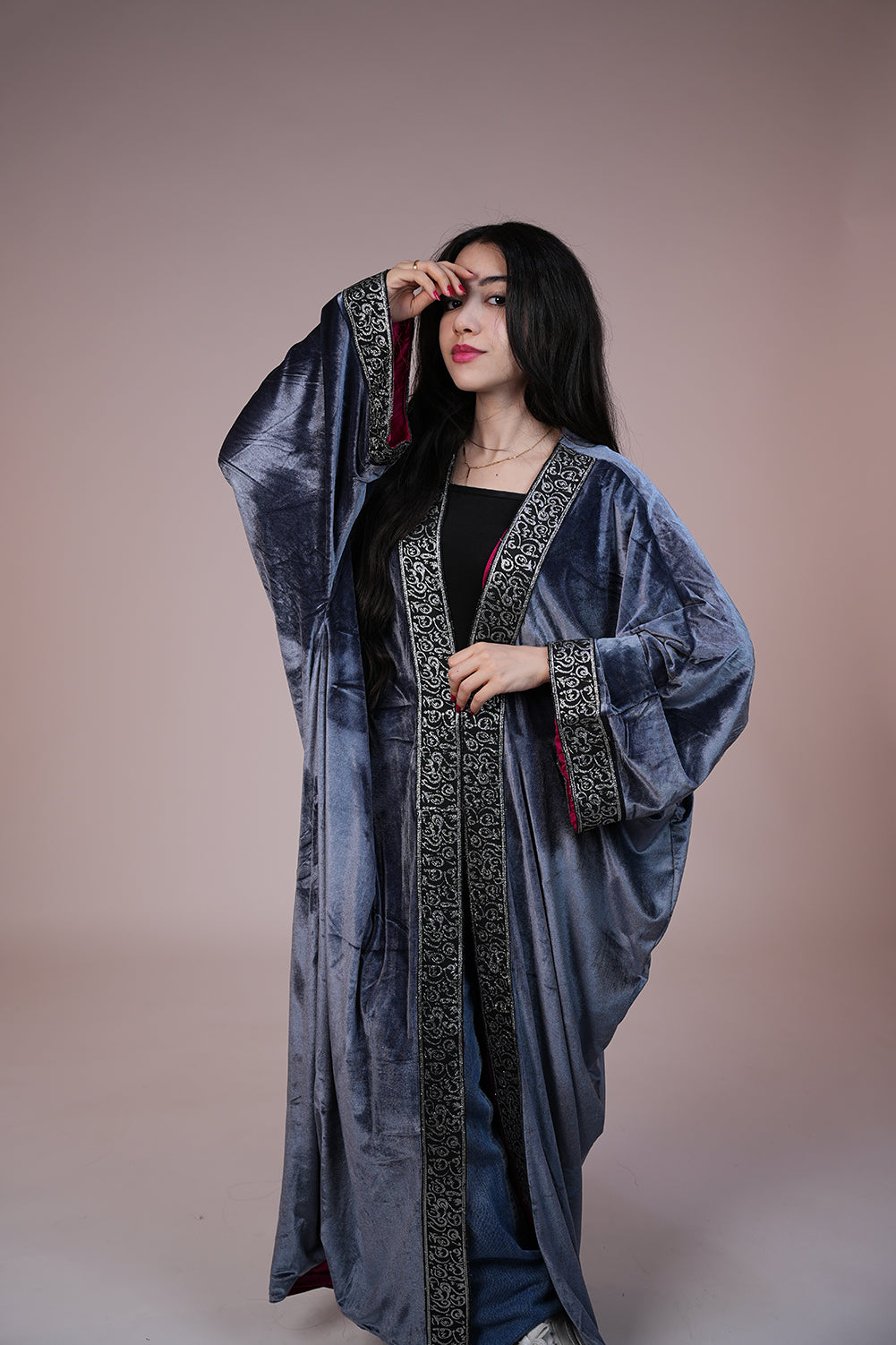 Royal Noir Embroidered Kaftan