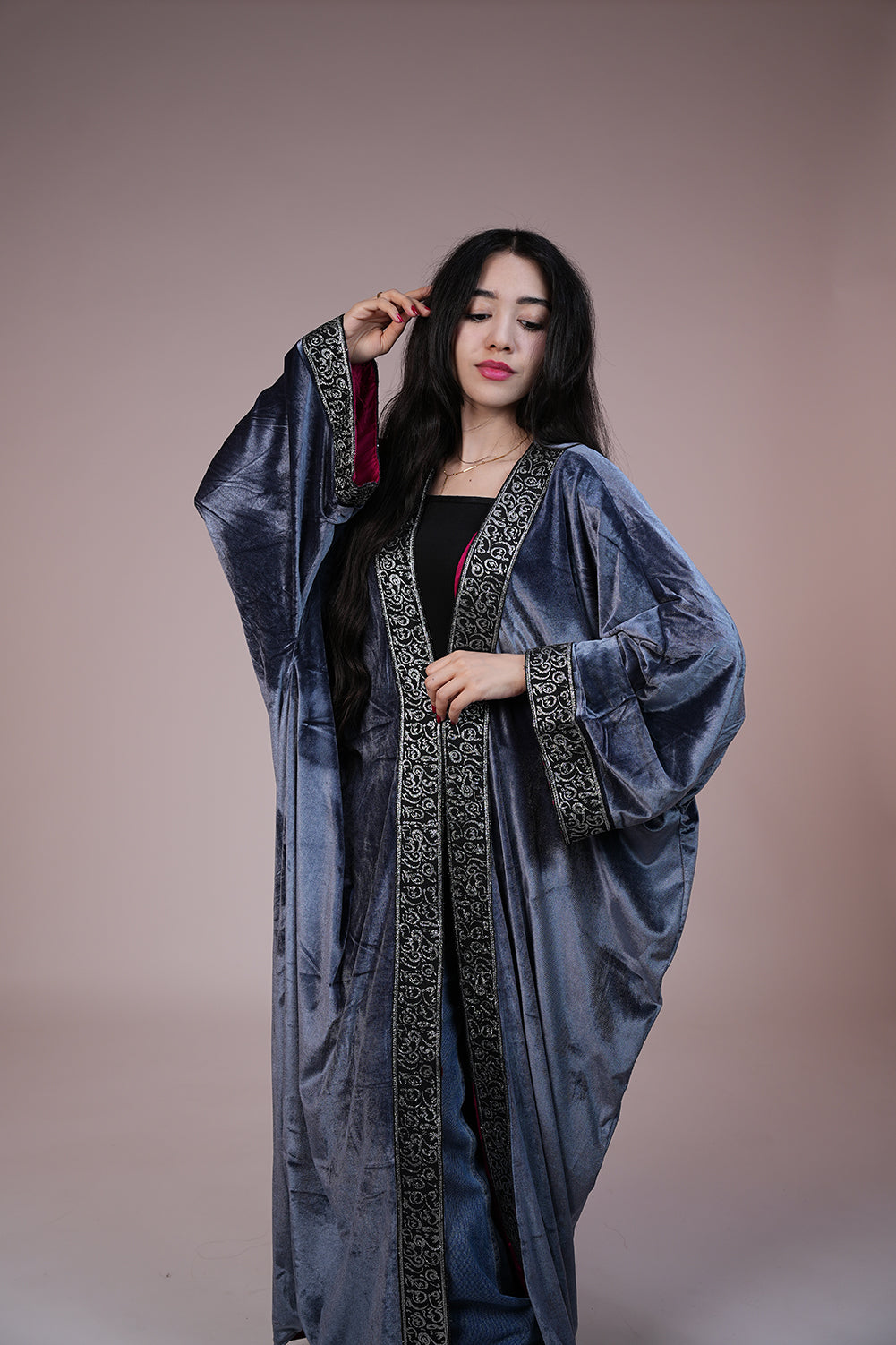 Royal Noir Embroidered Kaftan
