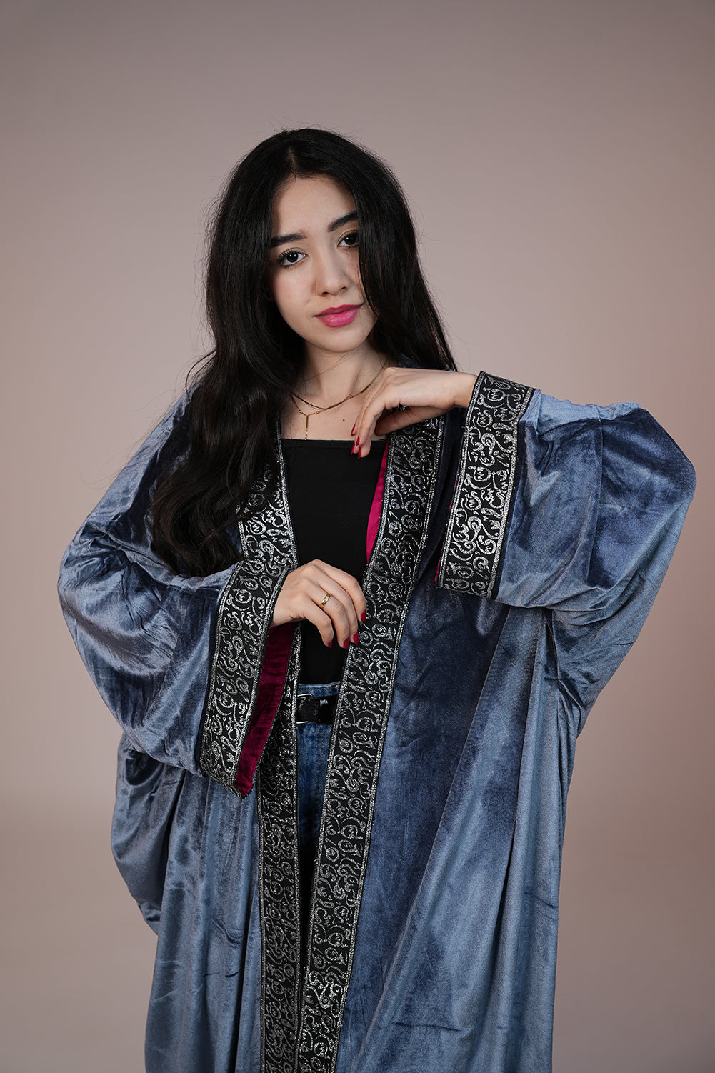 Royal Noir Embroidered Kaftan