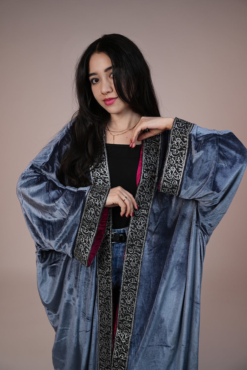 Royal Noir Embroidered Kaftan