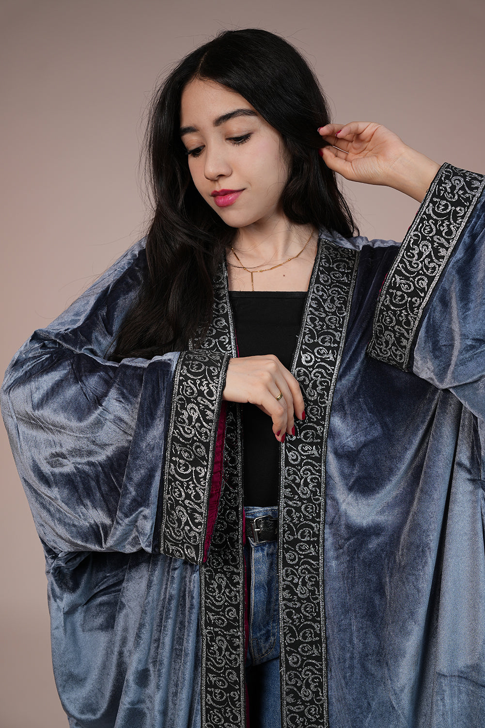 Royal Noir Embroidered Kaftan