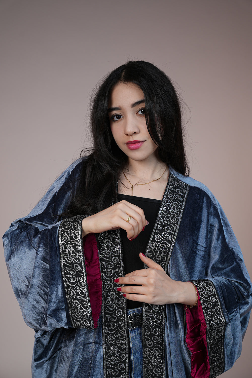 Royal Noir Embroidered Kaftan