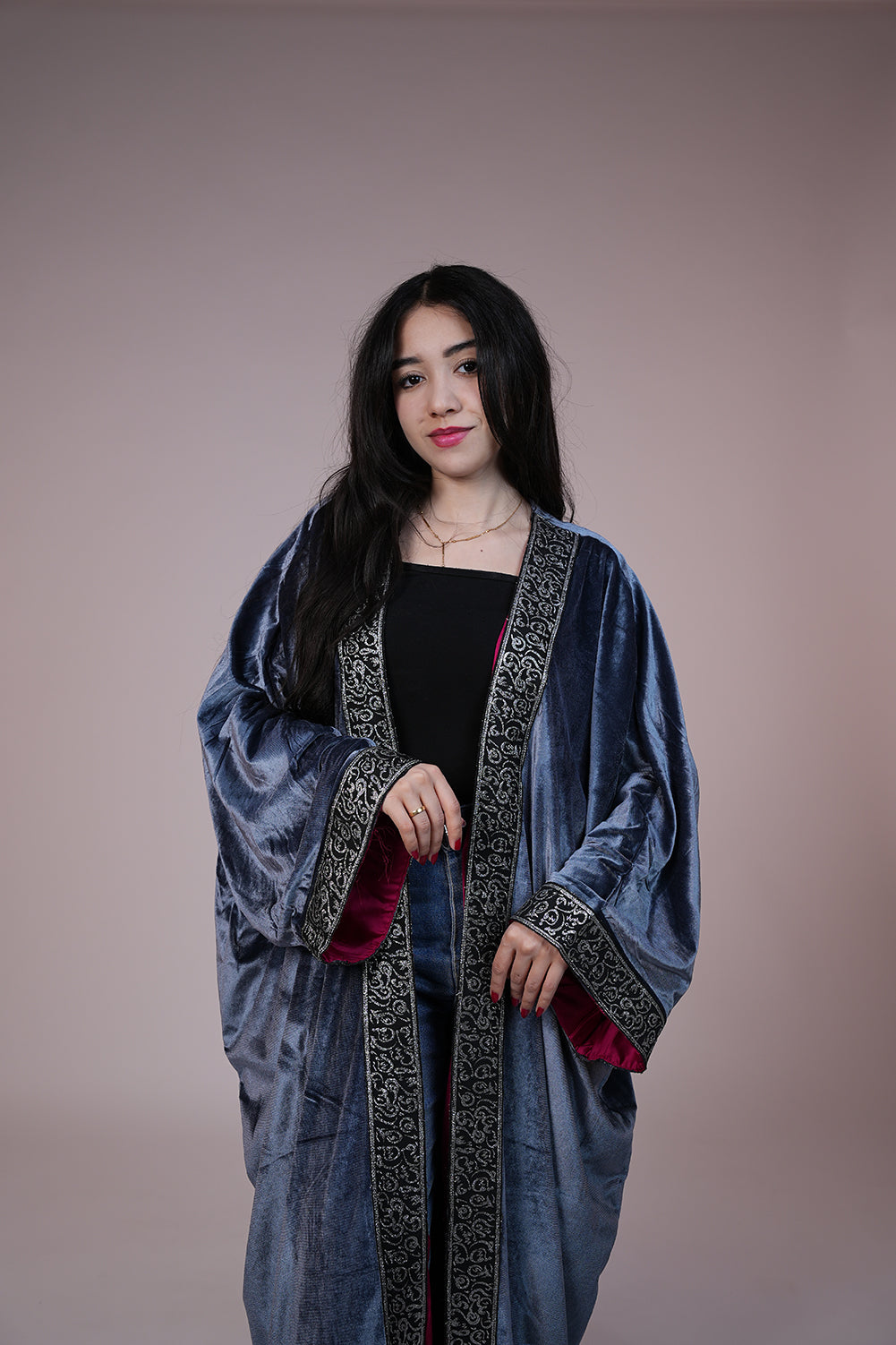 Royal Noir Embroidered Kaftan