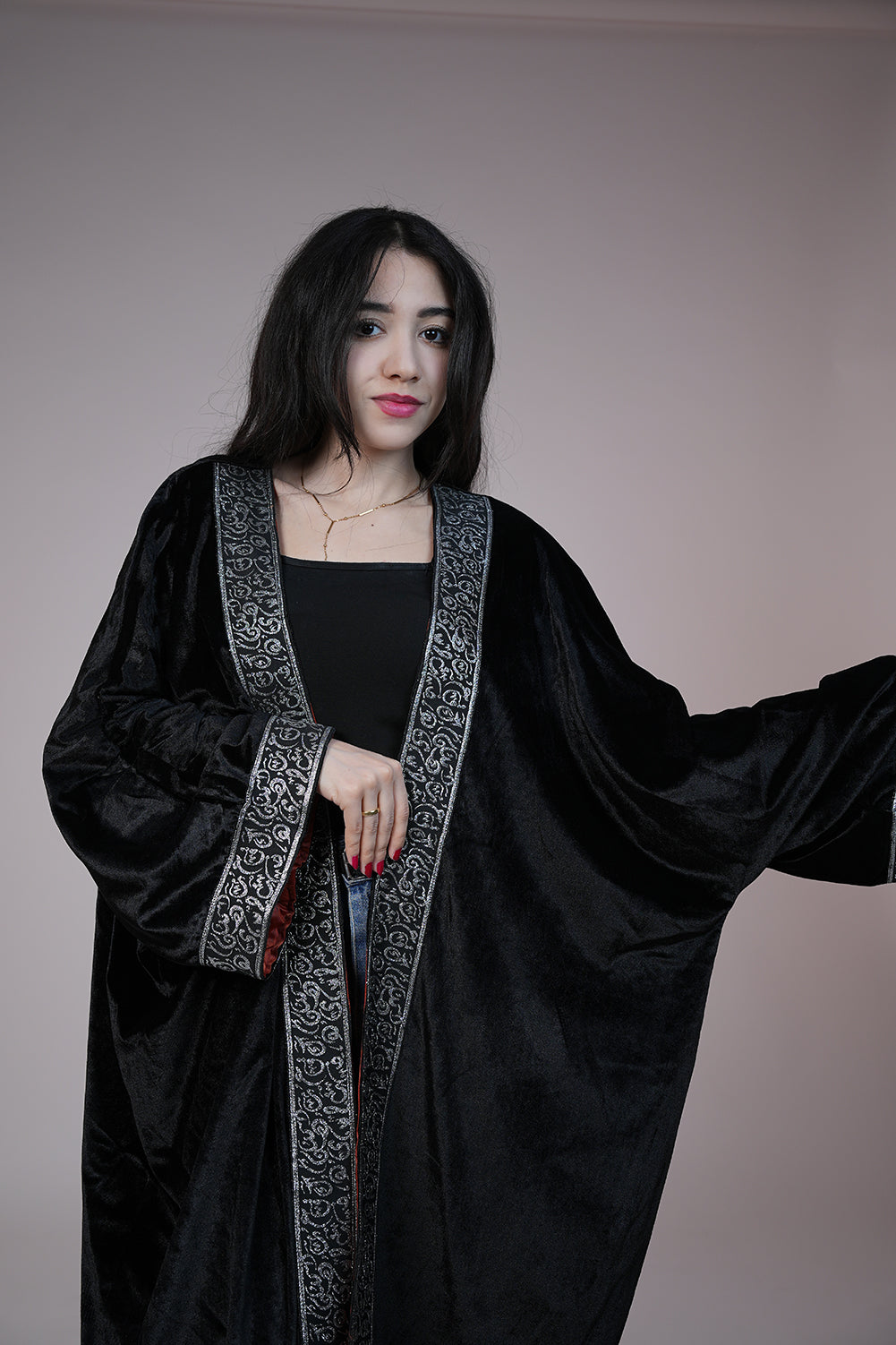 Royal Noir Embroidered Kaftan