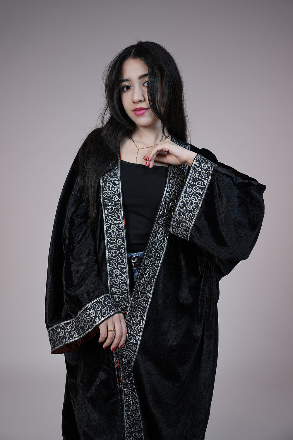 Royal Noir Embroidered Kaftan