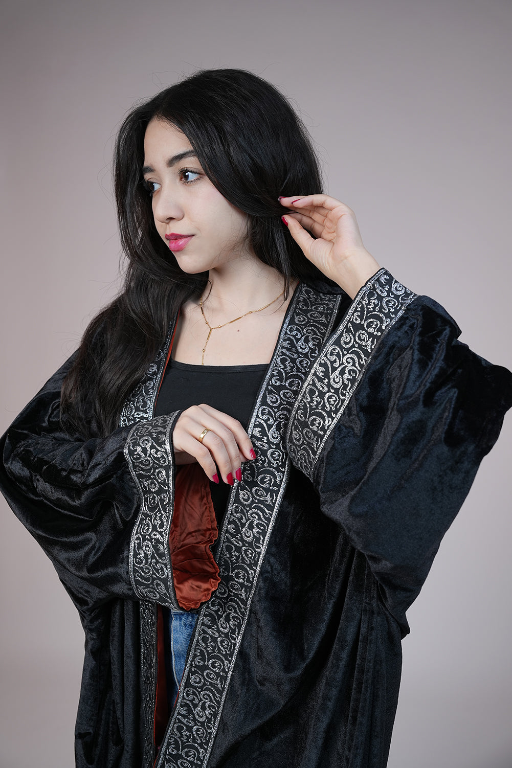 Royal Noir Embroidered Kaftan