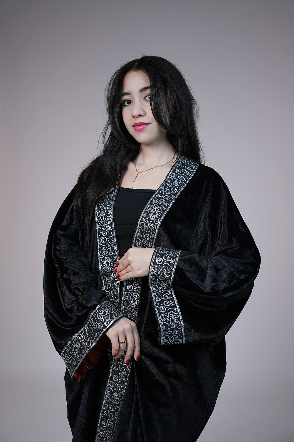 Royal Noir Embroidered Kaftan