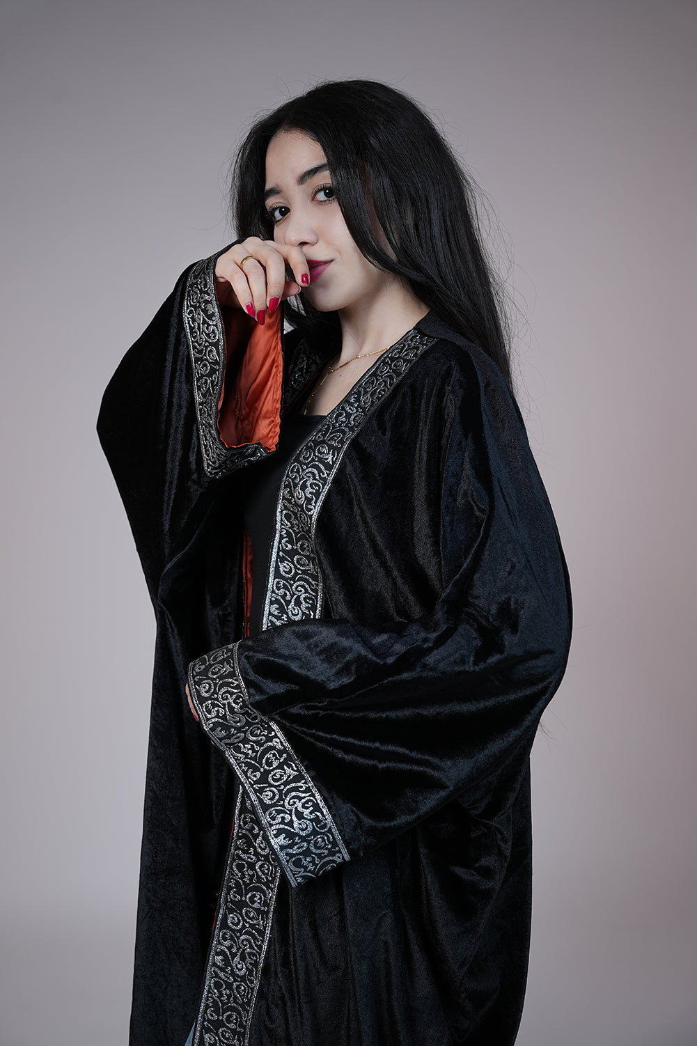 Royal Noir Embroidered Kaftan