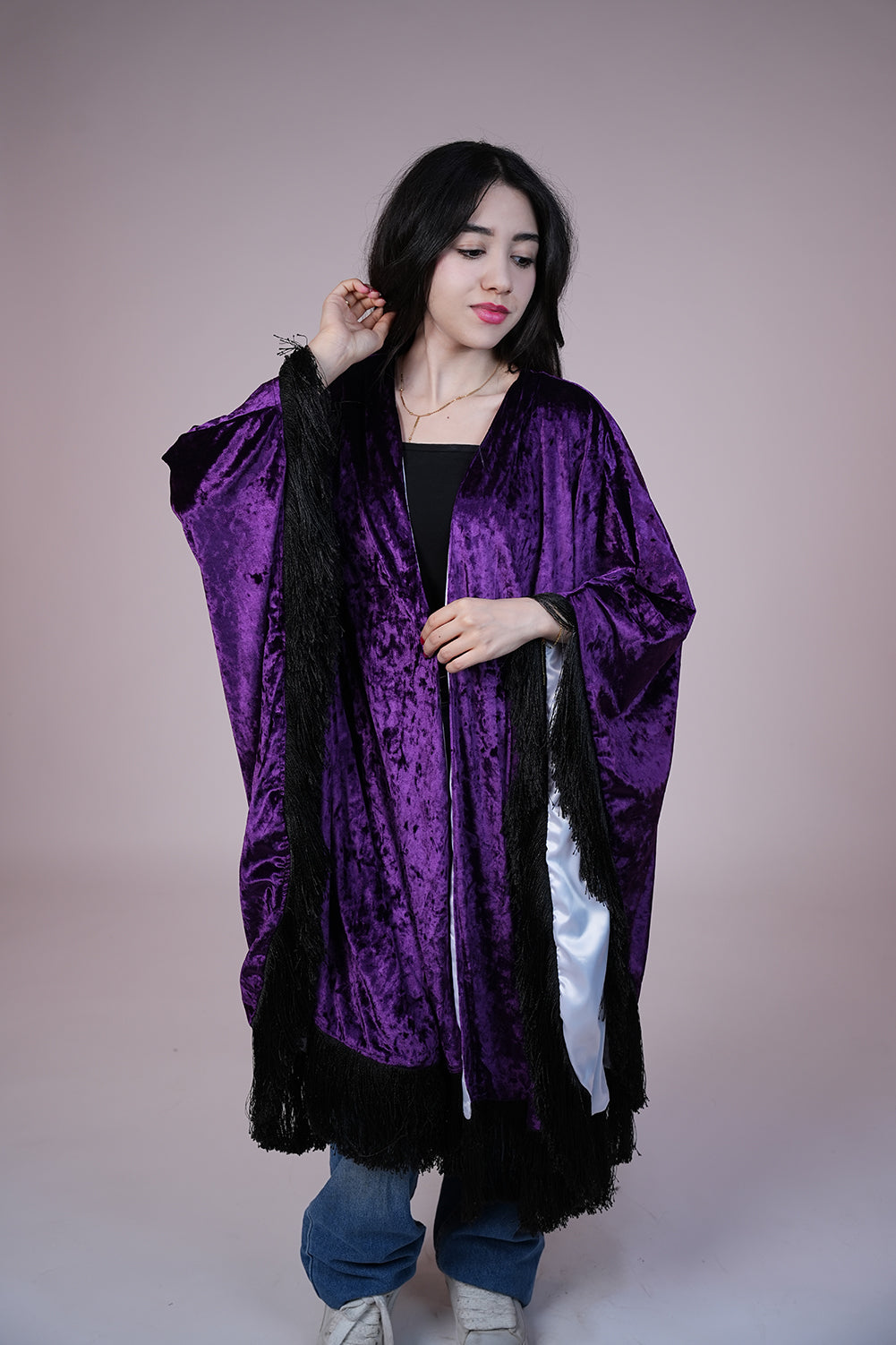 Velvet Fringe Statement Shawl