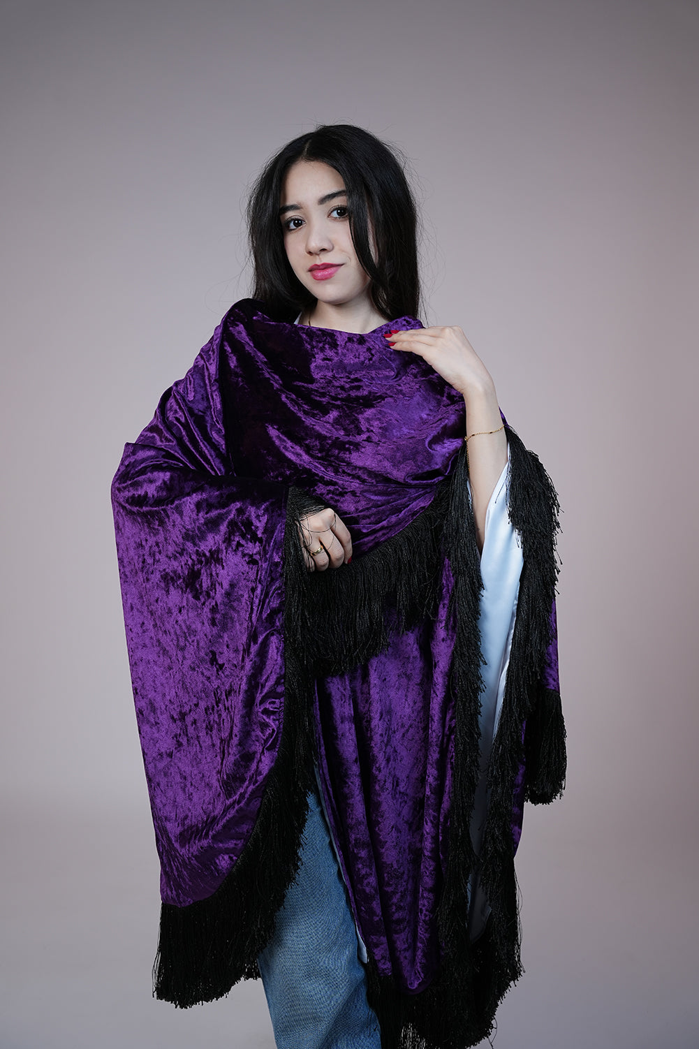 Velvet Fringe Statement Shawl