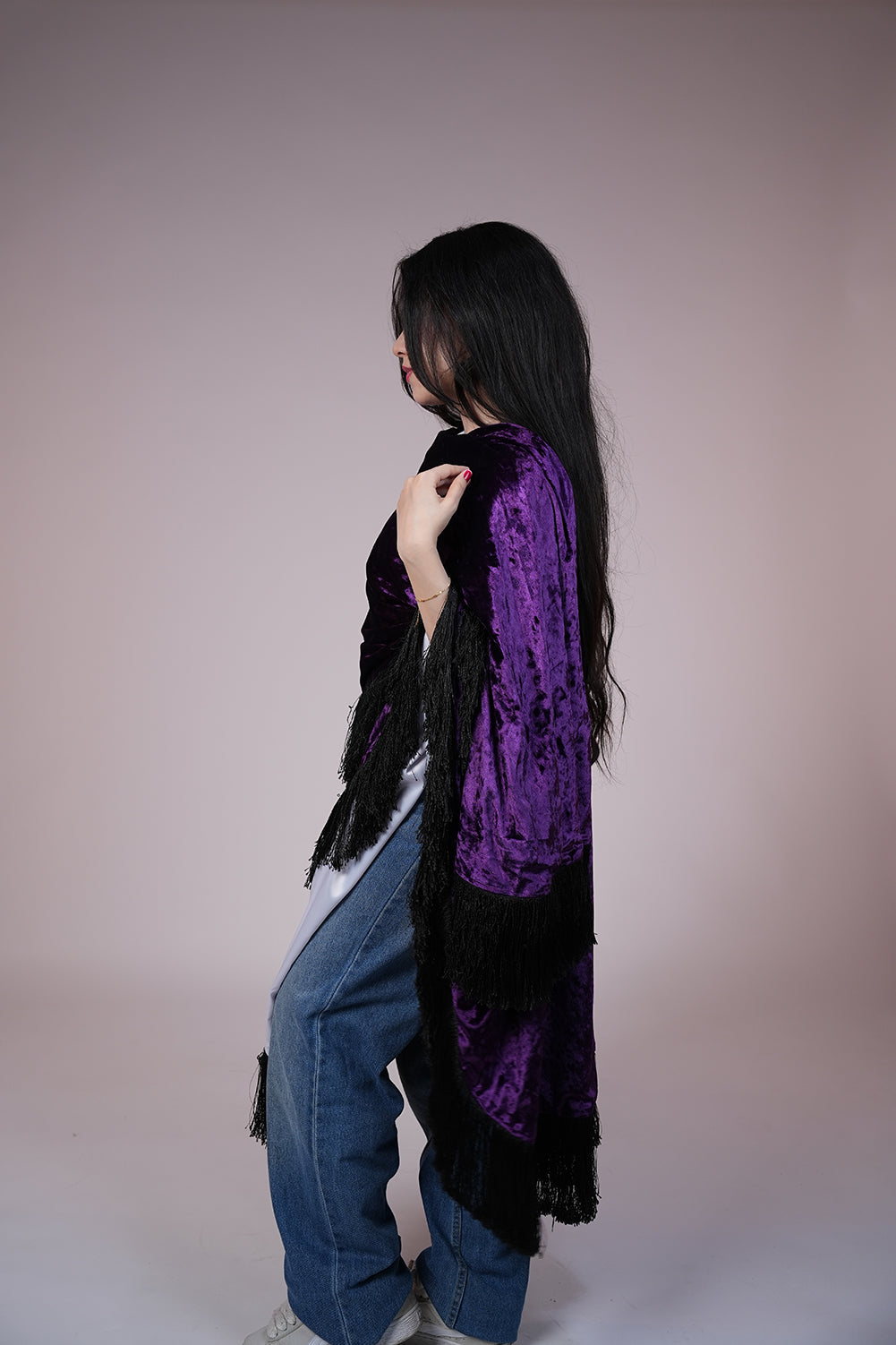 Velvet Fringe Statement Shawl
