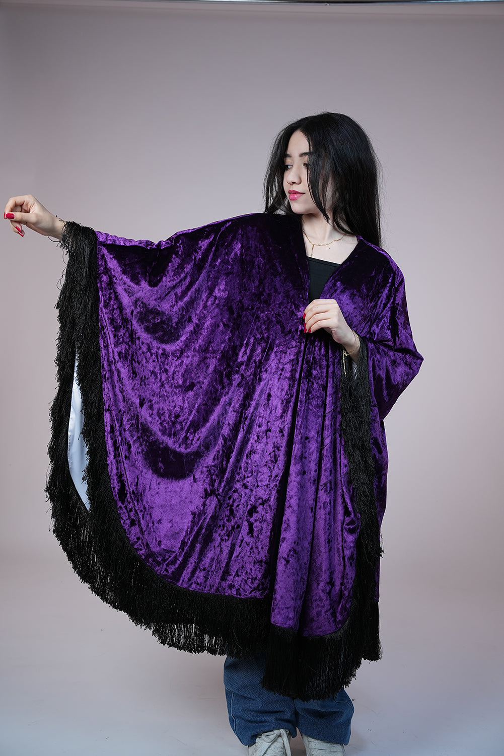 Velvet Fringe Statement Shawl