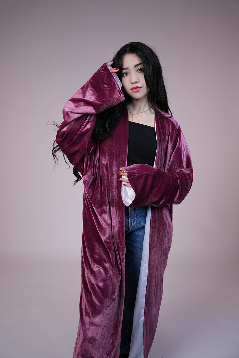 Velvet Rose Drape Kaftan