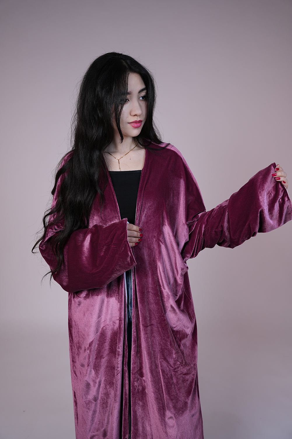 Velvet Rose Drape Kaftan