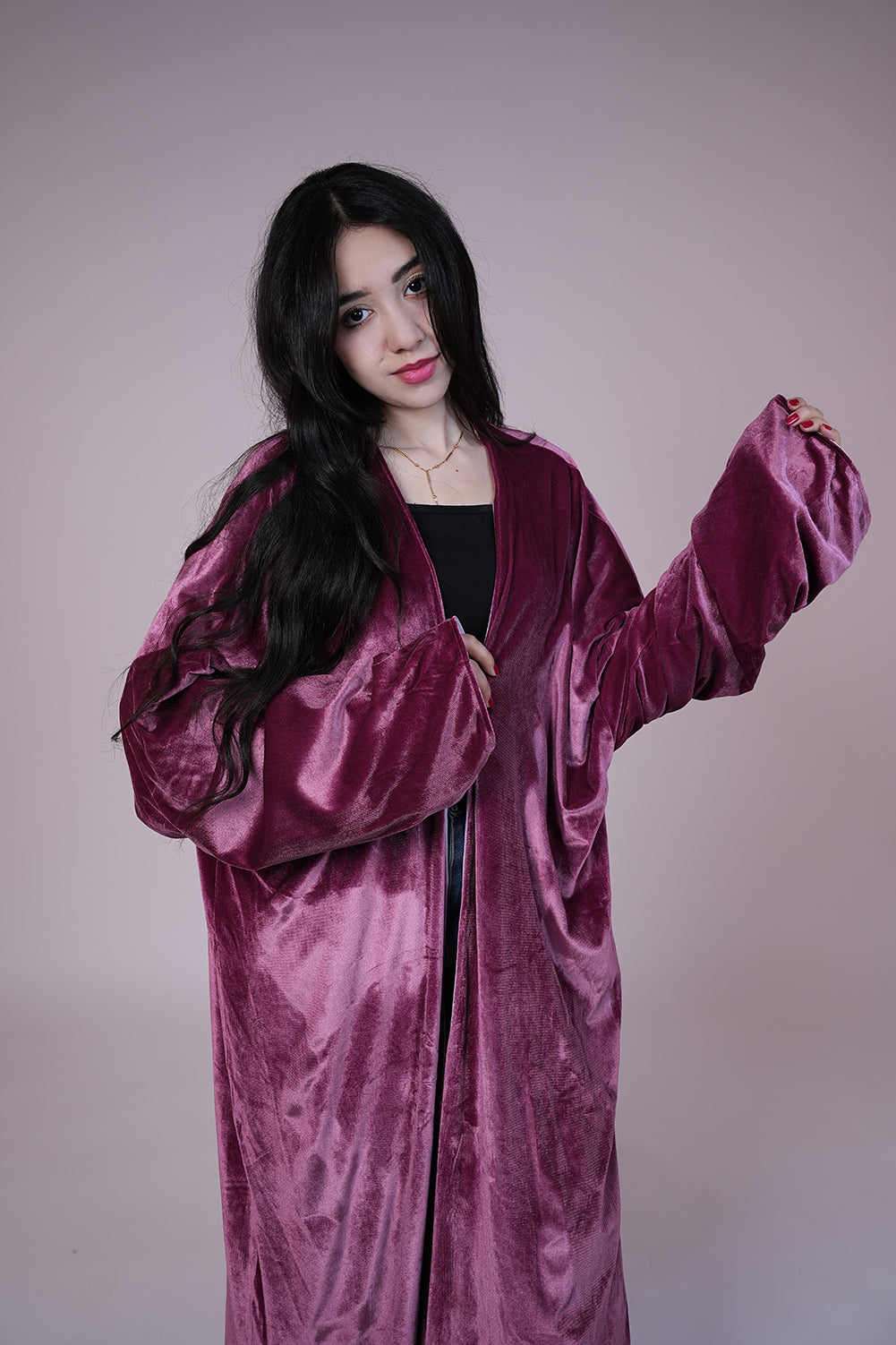 Velvet Rose Drape Kaftan